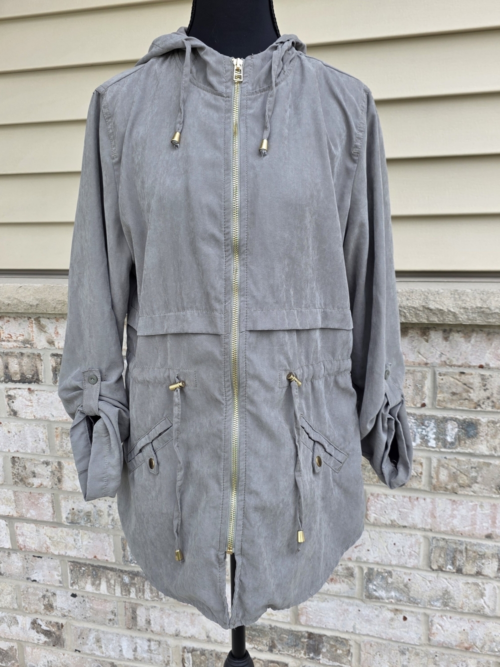 Maurices Olive Green Utility Hooded Jacket Medium
